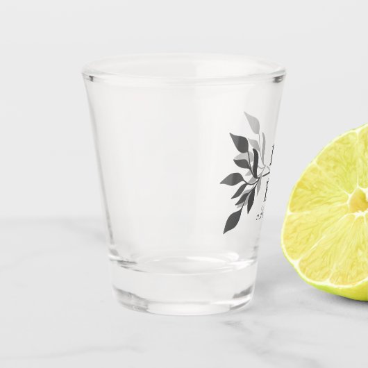 Modern Koppel Monogram Bruiloft Favoriet Shot Glas (Links)