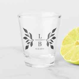 Modern Koppel Monogram Bruiloft Favoriet Shot Glas