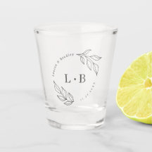 Modern Koppel Monogram Folia Bruiloftsgeschenk