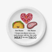 Modern koppel taco en vlees liefhebbers aangepaste papieren bordje (Voorkant)
