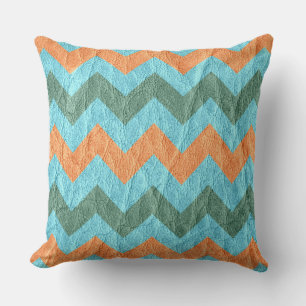 Modern koraal aqua chevron leer kussen