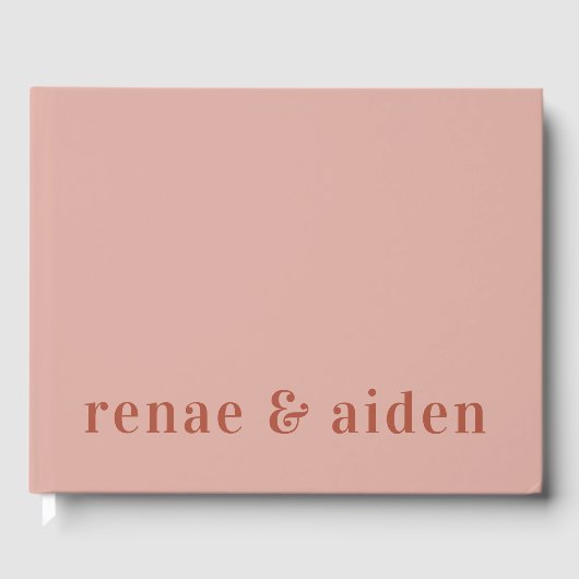 Modern koraal bruiloft gastenboek (Voorkant)