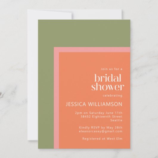 Modern koraal en groen geometrisch Vrijgezellenfee Kaart (Voorkant)