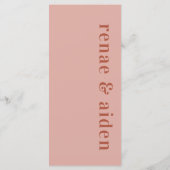 Modern Koraal en roest Bruiloft menu (Achterkant)