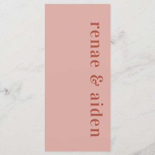 Modern Koraal en roest Bruiloft menu (Achterkant)