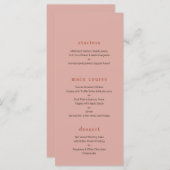 Modern Koraal en roest Bruiloft menu (Voorkant / Achterkant)