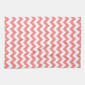 Modern koraal en witte Chevron Zigzag Patroon Theedoek (Horizontaal)