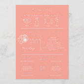 Modern koraal infographic lente bruiloft programma programmakaart (Achterkant)
