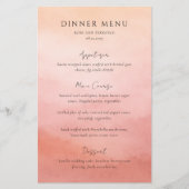 Modern Koraal Kust Chic Elegant Trouwmenu (Voorkant)