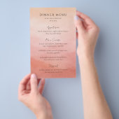 Modern Koraal Kust Chic Elegant Trouwmenu Flyer (Hand)
