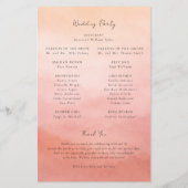 Modern Koraal Kust Chic Elegant Trouwprogramma Flyer (Achterkant)