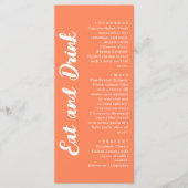 Modern Koraal Oranje Eet- en Drinkbruiloft Menu (Voorkant)