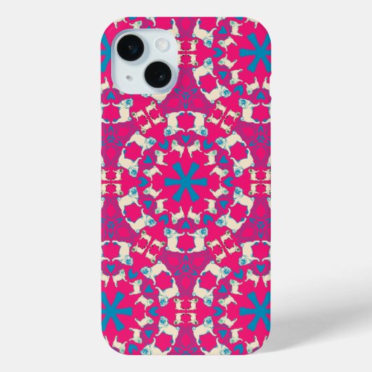 Modern koraal rood Pug patroon Case-Mate iPhone Case (Achterkant)