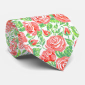 Modern koraal Roos Floral Pattern Wedding Stropdas (Opgerold)