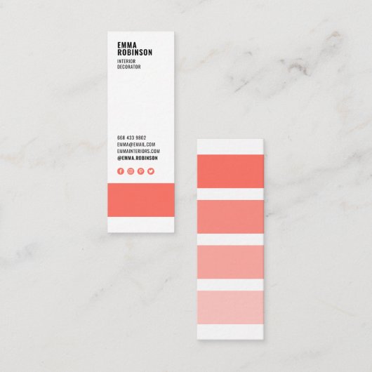 Modern koraalwit interieur decorator verfstaal mini visitekaartje (Voorkant / Achterkant)