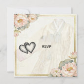 Modern Korean Traditional Wedding Invitation (혼례 초 (Achterkant)