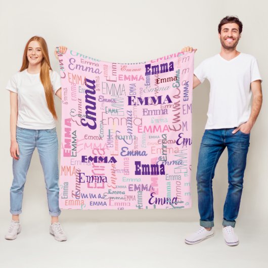 Modern Korte naam Graffiti roze naampatroon  Fleece Deken (In situ)