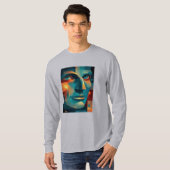 Modern Kosmisch Mozaïek Gezicht T-Shirt (Voorkant volledig)