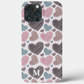 Modern krabbelharten monogram op maat Case-Mate iPhone case (Achterkant)