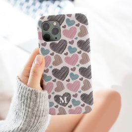 Modern krabbelharten monogram op maat Case-Mate iPhone case