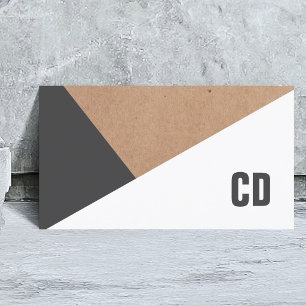 Modern krachtpapier grijs wit geometrisch monogram visitekaartje