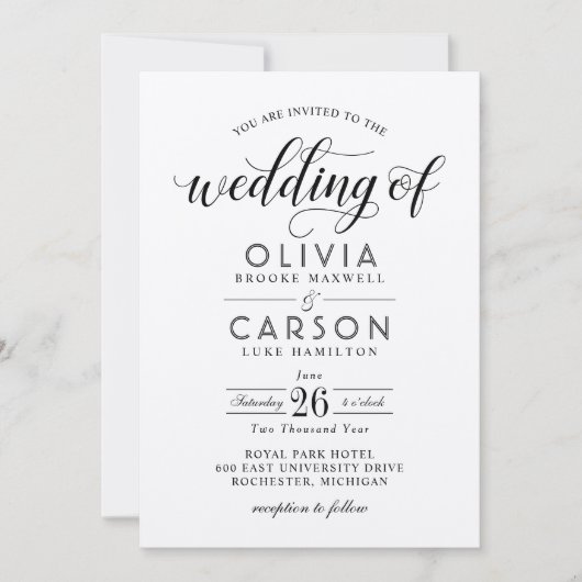 Modern Kraft and Black Script Wedding Kaart (Voorkant)