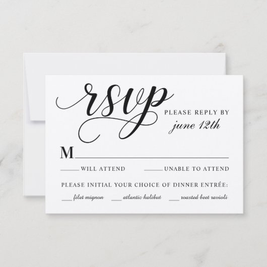 Modern Kraft and Black Script Wedding RSVP Kaartje (Voorkant)