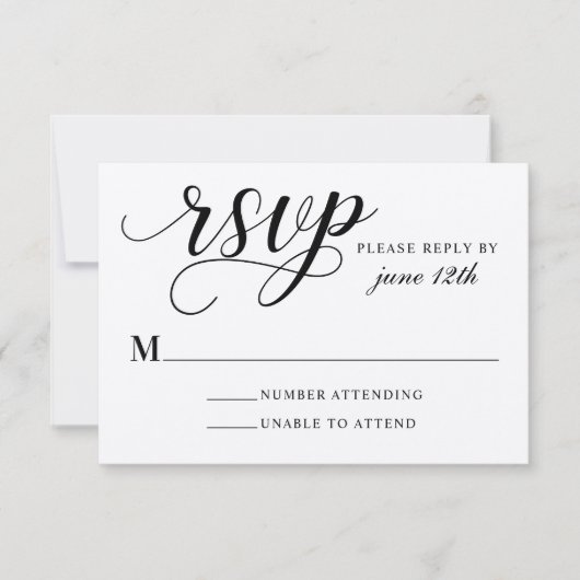 Modern Kraft and Black Script Wedding RSVP Kaartje (Voorkant)
