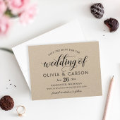 Modern Kraft and Black Script Wedding Save The Date