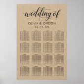 Modern Kraft and Black Script Wedding Seating Seat Poster (Voorkant)