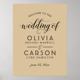Modern Kraft and Black Script Weduwen Welkom Poster