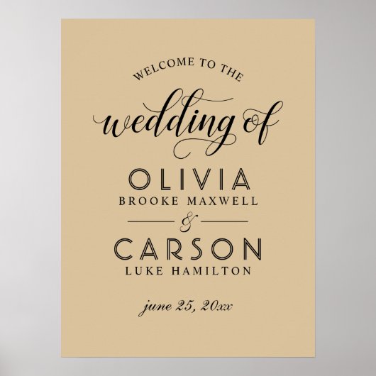 Modern Kraft and Black Script Weduwen Welkom Poster (Voorkant)
