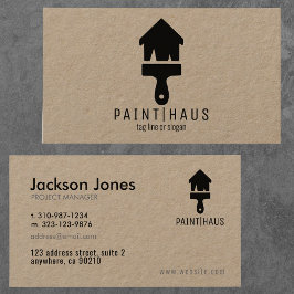 Modern Kraft + Black Home Painting Brush Visitekaartje