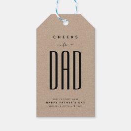 Modern Kraft & Black "Proost op papa" Vaderdag Cadeaulabel