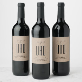Modern Kraft & Black "Proost op papa" Vaderdag Wijn Etiket