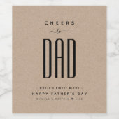 Modern Kraft & Black "Proost op papa" Vaderdag Wijn Etiket (Enkel label)