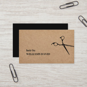 Modern Kraft Black Scissors Hair Stylist Business Visitekaartje