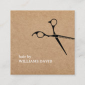 Modern Kraft Black Scissors Hair Stylist Vierkante Visitekaartje (Voorkant)
