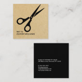 Modern Kraft Black Scissors Hair Stylist Vierkante Visitekaartje (Voorkant / Achterkant)