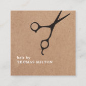 Modern Kraft Black Scissors Hair Stylist Vierkante Visitekaartje (Voorkant)