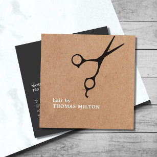 Modern Kraft Black Scissors Hair Stylist Vierkante Visitekaartje