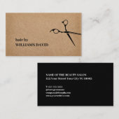 Modern Kraft Black Scissors Hair Stylist Visitekaartje (Voorkant / Achterkant)