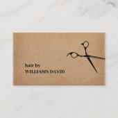 Modern Kraft Black Scissors Hair Stylist Visitekaartje (Voorkant)