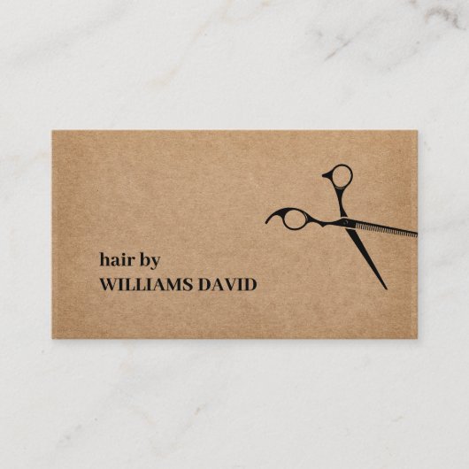 Modern Kraft Black Scissors Hair Stylist Visitekaartje (Voorkant)