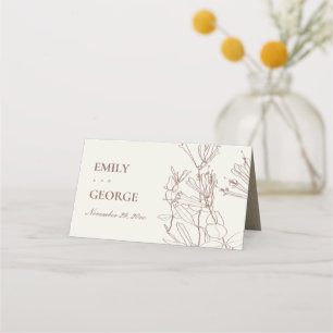 MODERN KRAFT BLUSH CREAM LINE DRAWEND FLORAL PLAATSKAARTJE
