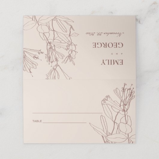 MODERN KRAFT BLUSH PASTEL LINE DRAADSTROOM PLAATSKAARTJE (Buitenkant ongevouwen)