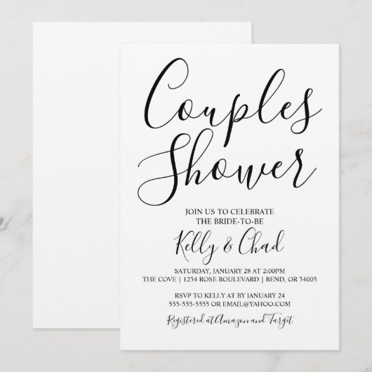 Modern Kraft Couples Shower Invitation Kaart (Voorkant / Achterkant)