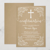 Modern Kraft Cross - Confirmation Kaart (Voorkant / Achterkant)