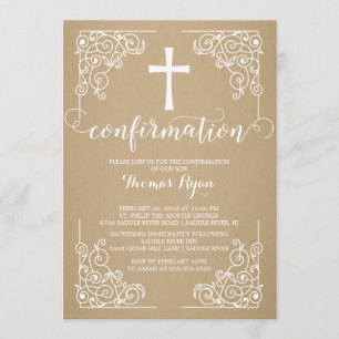 Modern Kraft Cross - Confirmation Kaart