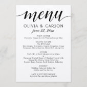 Modern Kraft en Zwart Script Bruiloft Monogram Menu (Voorkant)